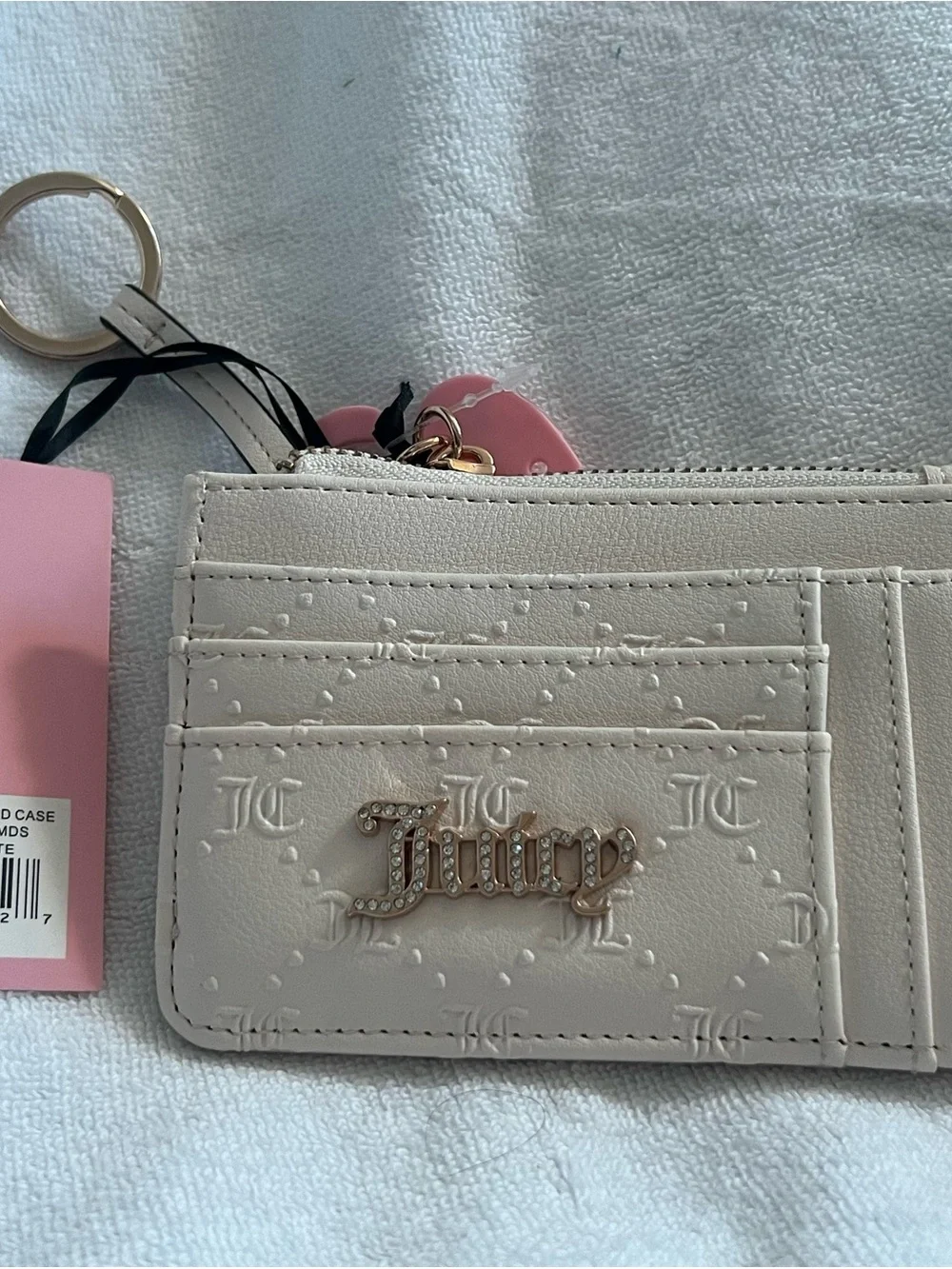 Juicy Couture Ivory Card & Key Holder with Gold Logo